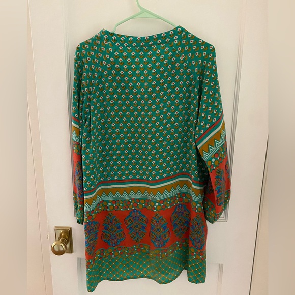 Green Tolani Silk Tunic - Picture 2 of 4
